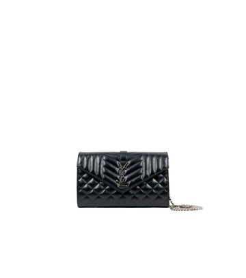 SAINT LAURENT ブラック マトラッセ エンベロープ チェーンショルダーバッグ 63019 157549572
