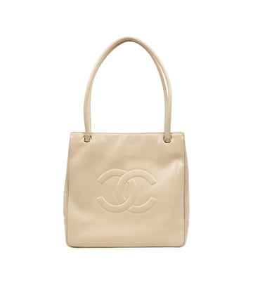 CHANEL ベージュラムスキンビッグCCショルダーバッグ 63022 157549577