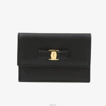 SALVATORE FERRAGAMO バラ カードケース ブラック 9243038577 157551109