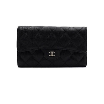 CHANEL Black Caviar Classic Flap Long Wallet A31506 157552667