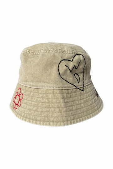 WILD DONKEY Bucket Hat mit Herz Scribble in Khaki 26SS 2025 157554441