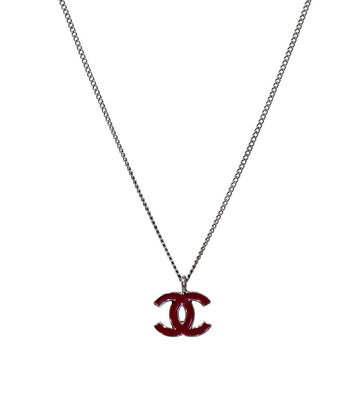 CHANEL Pink CC Silber Halskette 62651 157554672