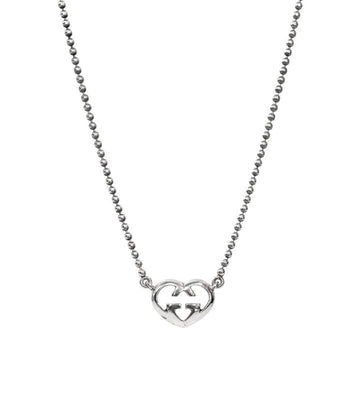 Gucci Heart Interlocking G Silver Necklace 62659 157554693