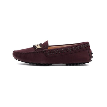 Tods Suede Gommino Loafer Burgundy with Gold Accents 36 152317044