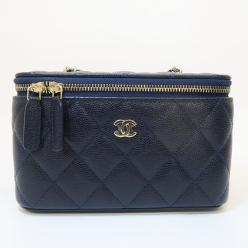 CHANEL クラシック レクタンギュラーベニティ チェーン ミニバッグ キャビア ネイビー ゴールド AP1341 10431323 157556943 [P]