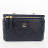 CHANEL クラシック レクタンギュラーベニティ チェーン ミニバッグ キャビア ネイビー ゴールド AP1341 10431323 157556943 [P]