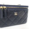 CHANEL クラシック レクタンギュラーベニティ チェーン ミニバッグ キャビア ネイビー ゴールド AP1341 10431323 157556943 [P]