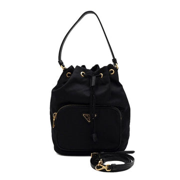 Prada Black Bella Gold Metal Tessuto Bucket Tote and Shoulder Bag Crossbody aa65189 157586990