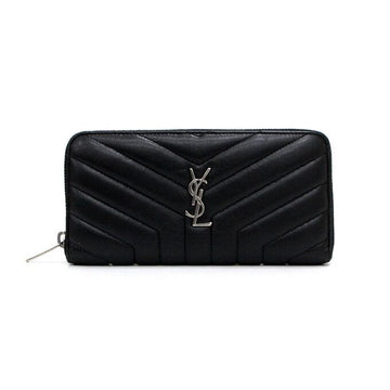 SAINT LAURENT Lulu Reißverschluss Geldbörse aus schwarzem Leder mit Monogramm 504952 157601526