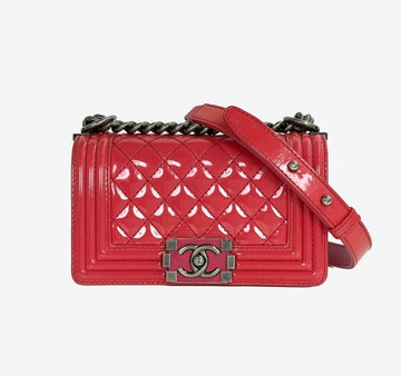 CHANEL Boy Bag Patent Small Fuchsia Pink 17 Series 2J3Q2A0Z 157179407 [P]