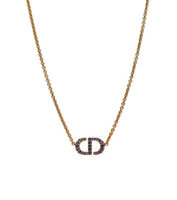Dior Blue Petit CD Gold Necklace 62610 157643777