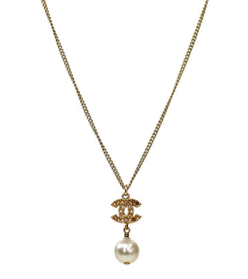 CHANEL Perlen Tropfen CC Gold Halskette 62619 157643813