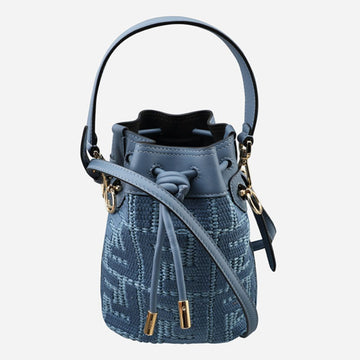 FENDI Montrezzo FF bestickte Bucket Bag Blau 8BS109 AY6G F1X82 157651950