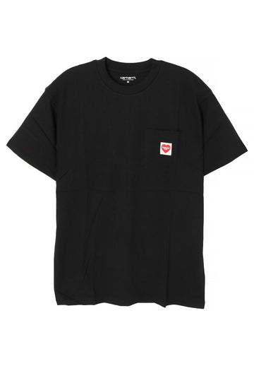Carhartt Pocket Heart Short Sleeve T-Shirt Black Red I032128 1V2XX 138387256 [P]