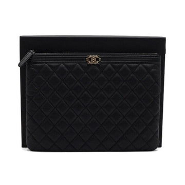 CHANEL Black Caviar Medium Boy Clutch Bag A84406 157683630