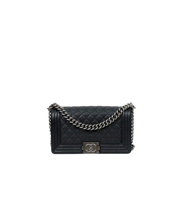 CHANEL Medium Black Caviar Boy Shoulder Bag 63553 157689207