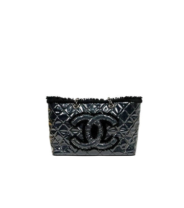 CHANEL Big CC Chain Shoulder Bag - Black PVC 62850 157689210