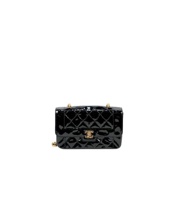 CHANEL Black Patent Flap Shoulder Bag 62844 157689232