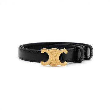 Celine Black Calfskin and Gold Triomphe Small Women's Belt 45AX63A01 157693329