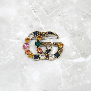 Gucci Crystal Double G Brooch 515149 157700095