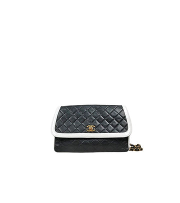 CHANEL Two-Tone Quilted Flap Chain Shoulder Bag 62848 157842294