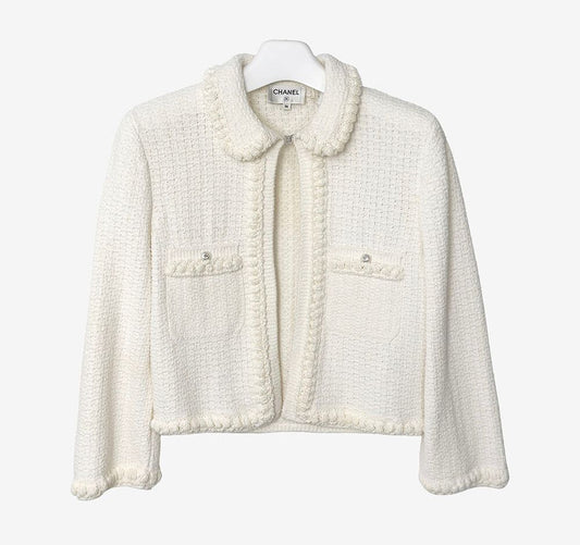 CHANEL CC Logo Button Jacke 36 Weiß P79259 157845876