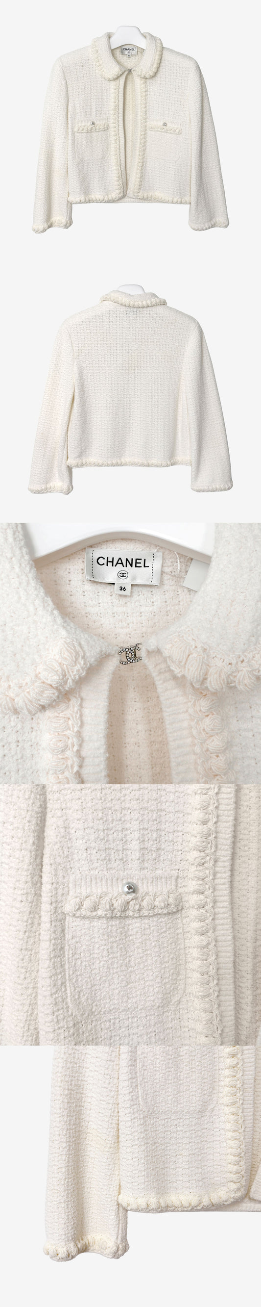 CHANEL CC Logo Button Jacke 36 Weiß P79259 157845876