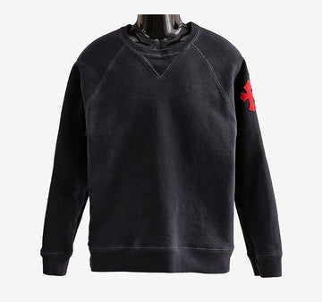 CHROME HEARTS レッド クロス レザー パッチ スウェット シャツ M ネイビー AU9NF2LR 157845976