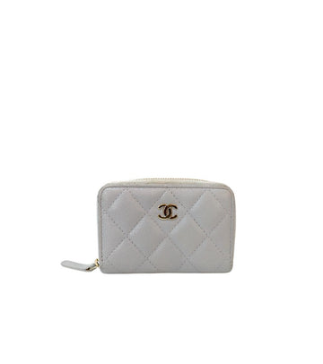 CHANEL Gray Caviar Skin Zip Card Holder 60765 157846201