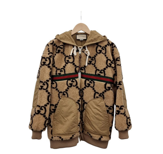 GUCCI Maxi-Jacke aus Wolljersey mit GG-Muster AFD011400N 150786887 [P]