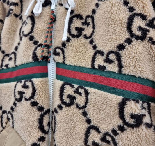 GUCCI Maxi-Jacke aus Wolljersey mit GG-Muster AFD011400N 150786887 [P]