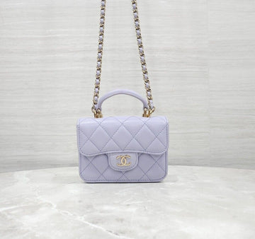 CHANEL Top Handle Coin Purse WOC Chain Crossbody Bag 31 Series AP2200 157215051 [P]