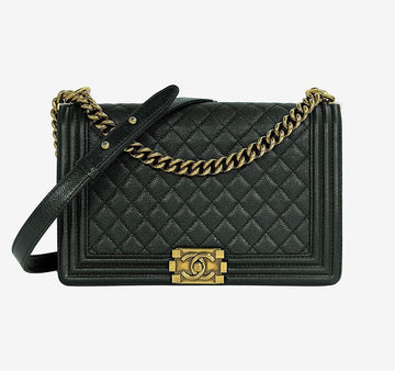 CHANEL Boy Bag Caviar Large Khaki 19 157264510 [P]