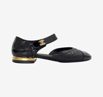 CHANEL ターンロック メリージェーン CC バックル フラット シューズ 9OA4GVB4 157216650 [P]