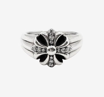 CHROME HEARTS Ausschnitt Pavé Ring Größe 20 Silber 8YFO16SE 157847266