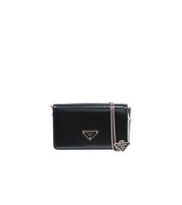 PRADA ブラックブラシドミニショルダーバッグ 63895 157872200
