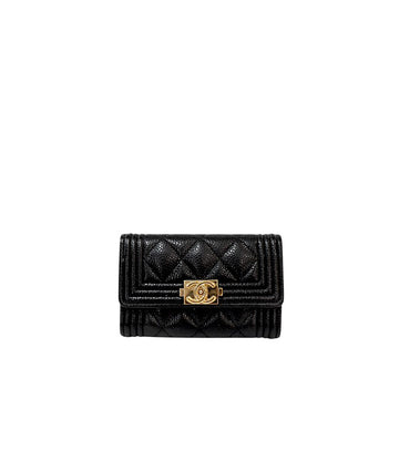 CHANEL ブラックキャビアスキンボーイカード財布 60941 157875272