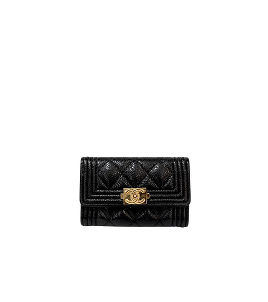 CHANEL ブラックキャビアスキンボーイカード財布 60941 157875272