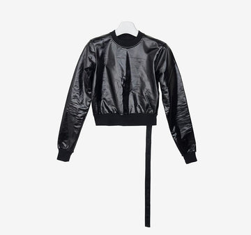 RICK OWENS ダークシャドウコーティングクロップスウェットTシャツ S ブラック GU2GPUS7 157388738 [P]