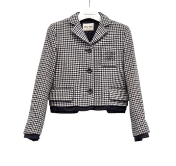 Miu Miu Houndstooth Wool Single-Breasted Jacket MIB032316 151516191 [P]