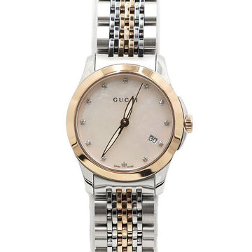 GUCCI G-TIMELESS ゴールド スチール コンビ 12P ダイヤモンド パール ダイヤル クォーツ レディース ウォッチ aa64757 157898880