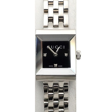 GUCCI Damenuhr mit 3P Diamanten Quarz YA128507 1285 G Rahmen Quadrat Stahl 157898884 [P]