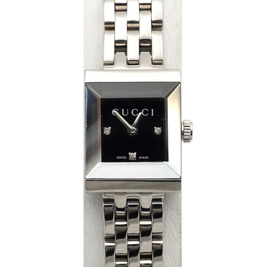 GUCCI Damenuhr mit 3P Diamanten Quarz YA128507 1285 G Rahmen Quadrat Stahl 157898884 [P]
