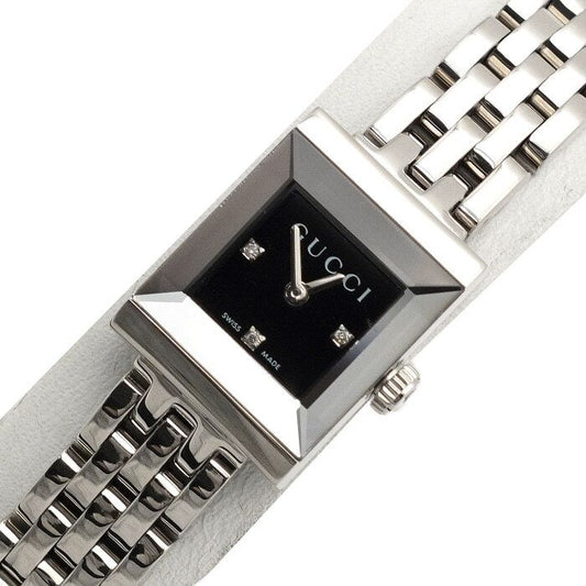 GUCCI Damenuhr mit 3P Diamanten Quarz YA128507 1285 G Rahmen Quadrat Stahl 157898884 [P]
