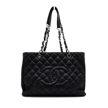 CHANEL Grand Shopping Caviar Schultertasche Schwarz mit Silberkettchen A50995 157899786 [P]