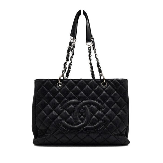 CHANEL Grand Shopping Caviar Schultertasche Schwarz mit Silberkettchen A50995 157899786 [P]