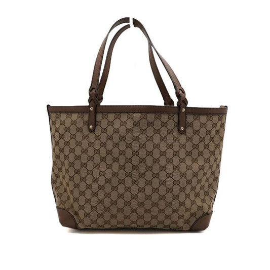 GUCCI Braune GG-Canvas-Shopper-Tasche mit Lederbesatz aa65305 157899854 [P]