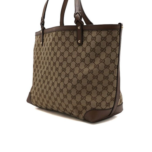 GUCCI Braune GG-Canvas-Shopper-Tasche mit Lederbesatz aa65305 157899854 [P]