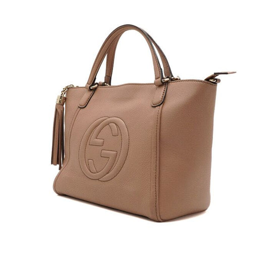 Gucci Beige Leather Soho Tassel Logo Women’s Tote Bag and Shoulder Bag 369176 157899859 [P]