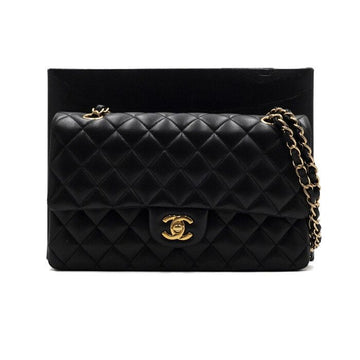 CHANEL Black Lambskin Classic Medium Flap Shoulder Bag with Gold Chain A01112 157899863 [P]
